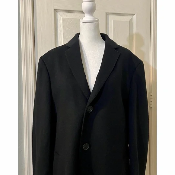 Nordstrom Men's Mason Wool Cashmere Blend Overcoat CoatJacket Black Size M Pea Coats